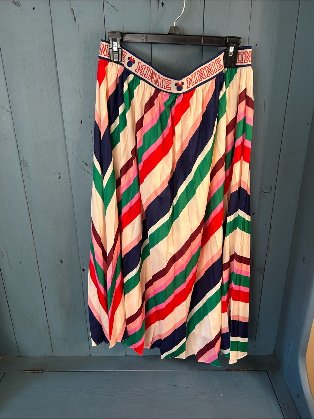 Macy's Minnie Elastic Waist Multicolor Diagonal Stripe Midi Skirt - New | XXL